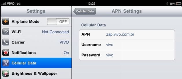 Configurando o Vivo 3G no Ipad