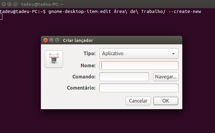 atalho desktop ubuntu