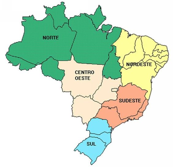 Brasil dividido em Regioes