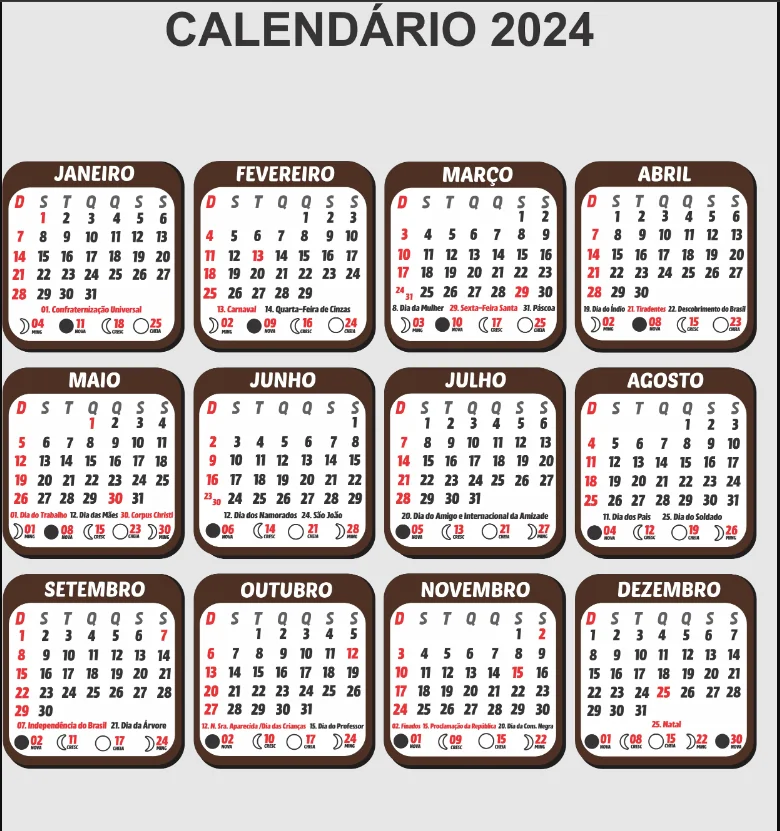 Calendário 2024 Marron